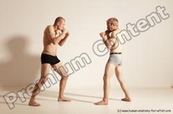 Underwear Martial art Man - Man White Moving poses Slim Short Blond Dynamic poses Academic